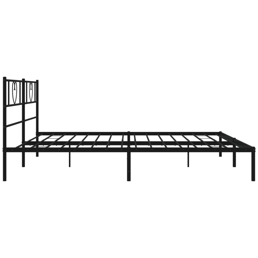 Bedframe Metaal 183 x 213 cm Zwart met hoofdbord