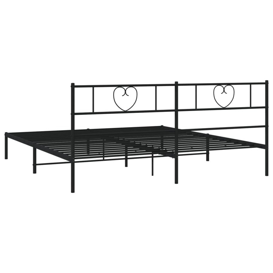 Bedframe Metaal 183 x 213 cm Zwart met hoofdbord