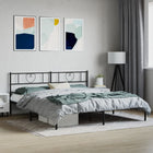 Black metal bed frame with headboard 183x213 cm