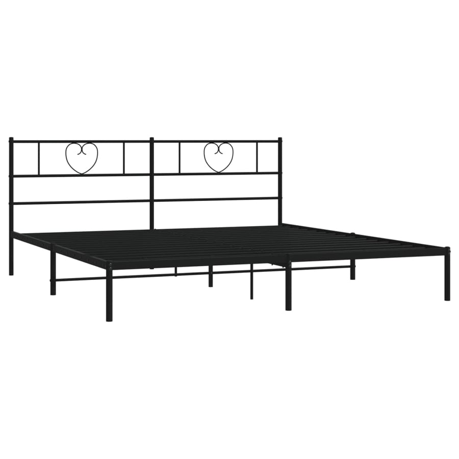 Bedframe Metaal 193 x 203 cm Zwart met hoofdbord
