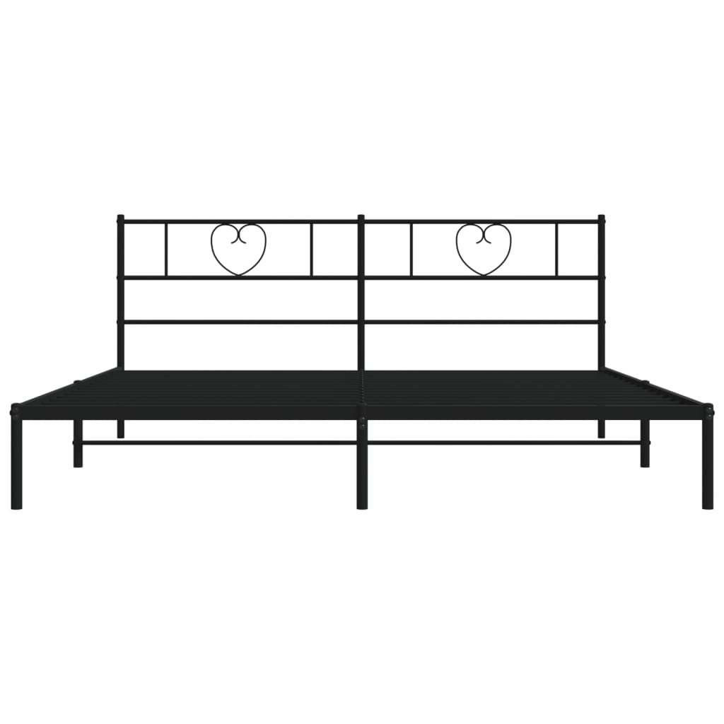 Bedframe Metaal 193 x 203 cm Zwart met hoofdbord