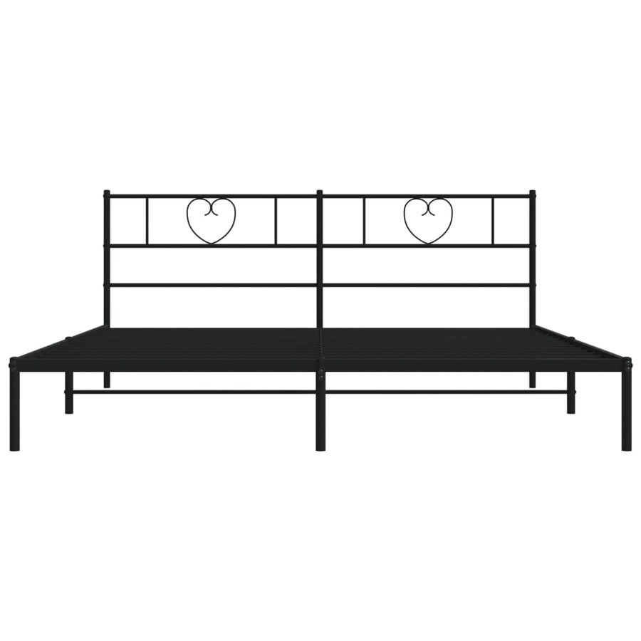 Bedframe Metaal 193 x 203 cm Zwart met hoofdbord
