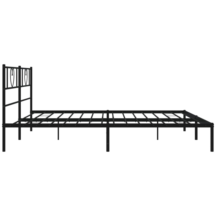 Bedframe Metaal 193 x 203 cm Zwart met hoofdbord