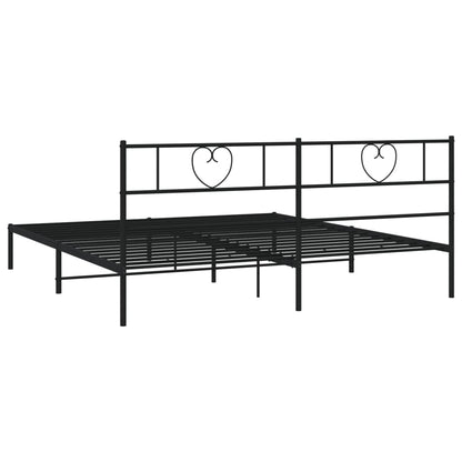 Bedframe Metaal 193 x 203 cm Zwart met hoofdbord