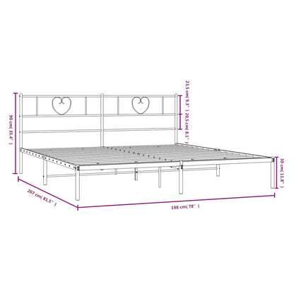 Bedframe Metaal 193 x 203 cm Zwart met hoofdbord
