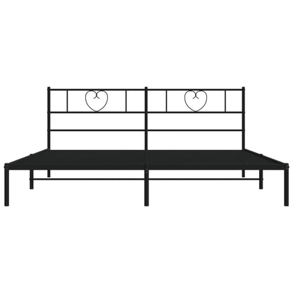 Bedframe met hoofdbord metaal zwart 200x200 cm
