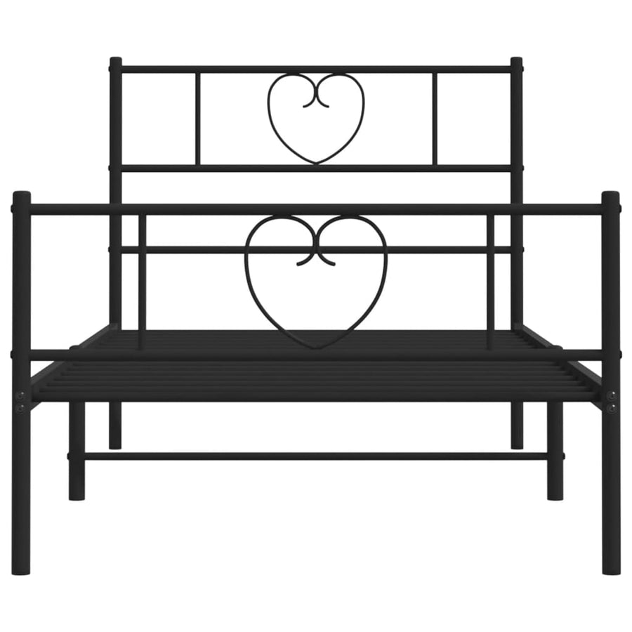 Bedframe Met Hoofd- En Voeteneinde Metaal 75 x 190 cm Zwart met hoofdbord & voetbord