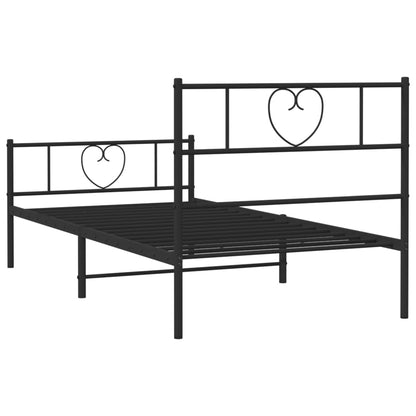Bedframe Met Hoofd- En Voeteneinde Metaal 75 x 190 cm Zwart met hoofdbord & voetbord