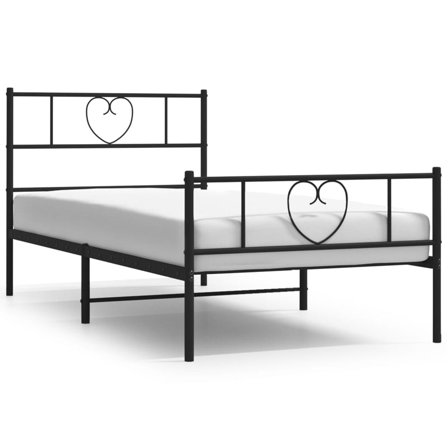 Bedframe Met Hoofd- En Voeteneinde Metaal 80 x 200 cm Zwart met hoofdbord & voetbord