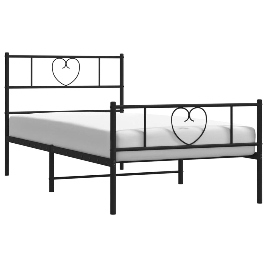 Bedframe Met Hoofd- En Voeteneinde Metaal 80 x 200 cm Zwart met hoofdbord & voetbord