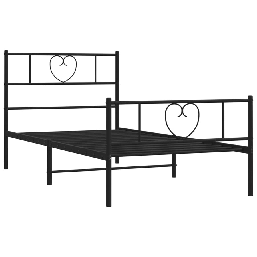 Bedframe Met Hoofd- En Voeteneinde Metaal 80 x 200 cm Zwart met hoofdbord & voetbord