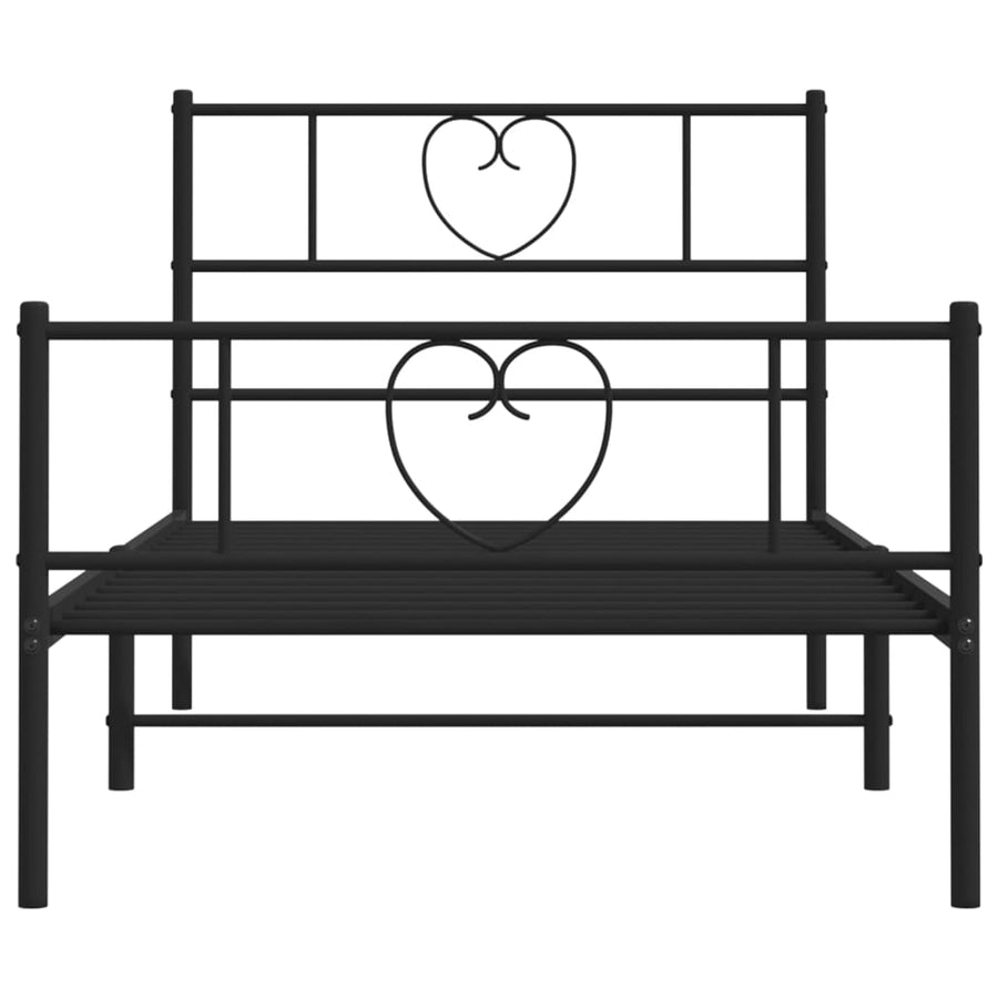 Bedframe Met Hoofd- En Voeteneinde Metaal 80 x 200 cm Zwart met hoofdbord & voetbord