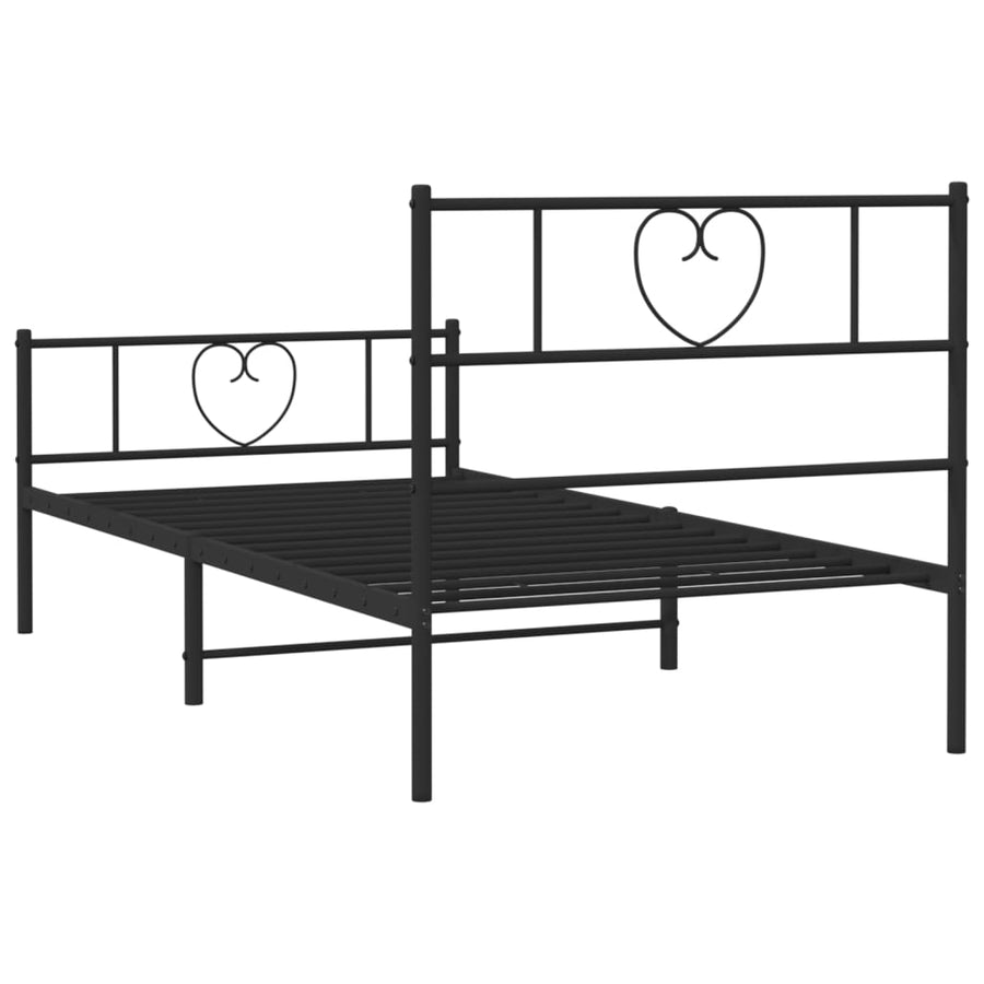 Bedframe Met Hoofd- En Voeteneinde Metaal 80 x 200 cm Zwart met hoofdbord & voetbord