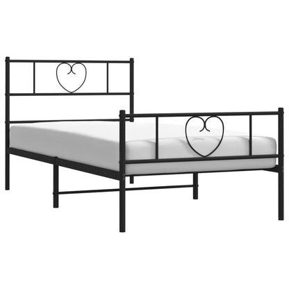 Bedframe Met Hoofd- En Voeteneinde Metaal 90 x 190 cm Zwart met hoofdbord & voetbord