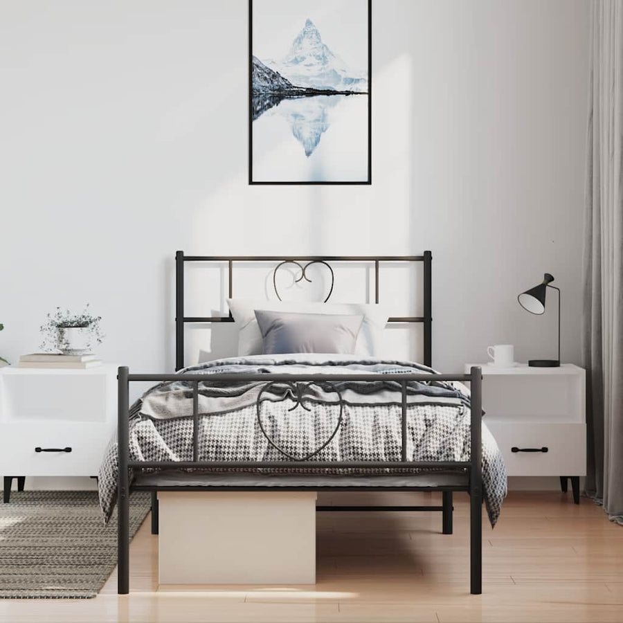 Bedframe Met Hoofd- En Voeteneinde Metaal 100 x 190 cm Zwart