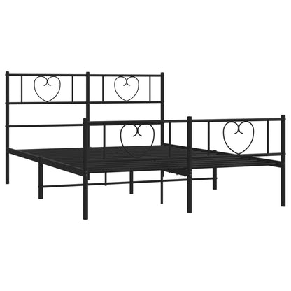 Bedframe Met Hoofd- En Voeteneinde Metaal 135 x 190 cm Zwart met hoofdbord & voetbord