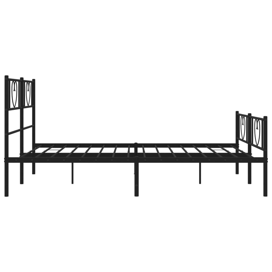 Bedframe Met Hoofd- En Voeteneinde Metaal 135 x 190 cm Zwart met hoofdbord & voetbord