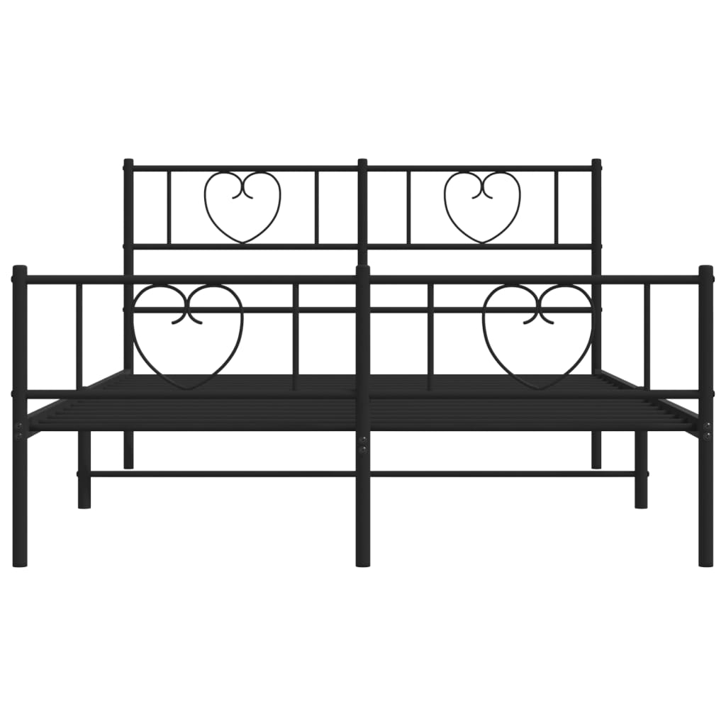 Bedframe met hoofd- en voeteneinde metaal zwart 140x190 cm 140 x 190 cm Zwart