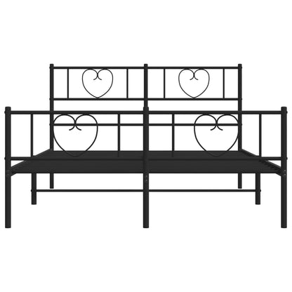 Bedframe met hoofd- en voeteneinde metaal zwart 140x190 cm 140 x 190 cm Zwart