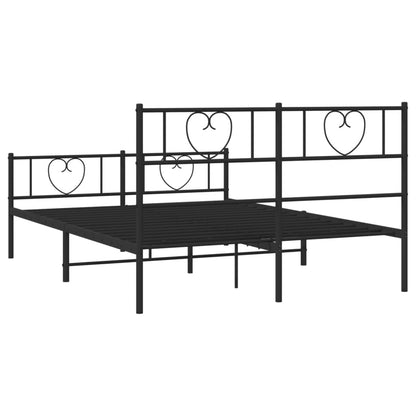 Bedframe met hoofd- en voeteneinde metaal zwart 140x190 cm 140 x 190 cm Zwart