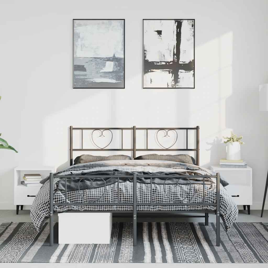 Bedframe Met Hoofd- En Voeteneinde Metaal 150 x 200 cm Zwart