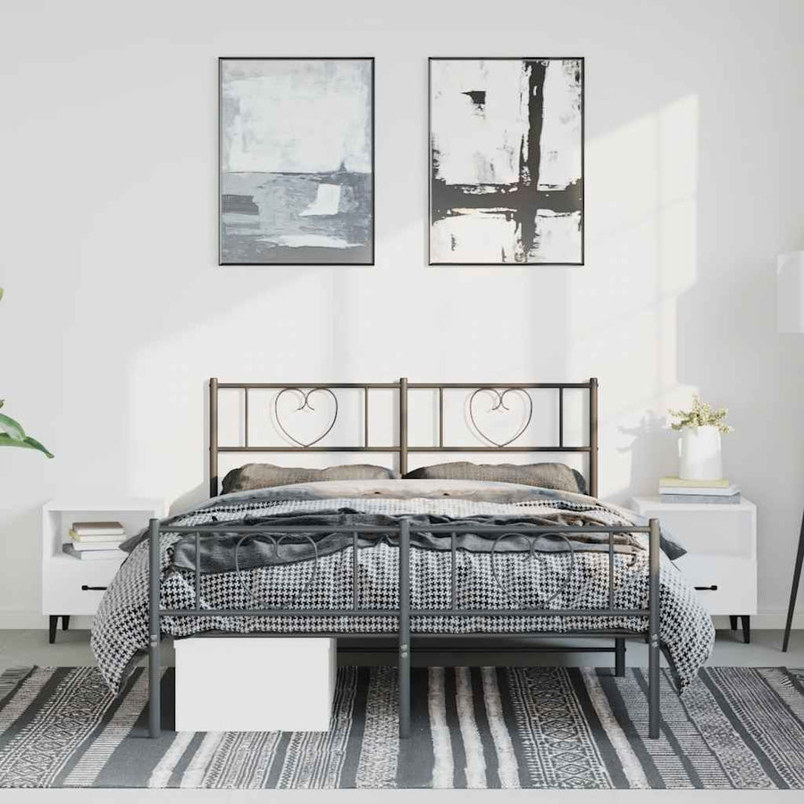 Bedframe Met Hoofd- En Voeteneinde Metaal 150 x 200 cm Zwart