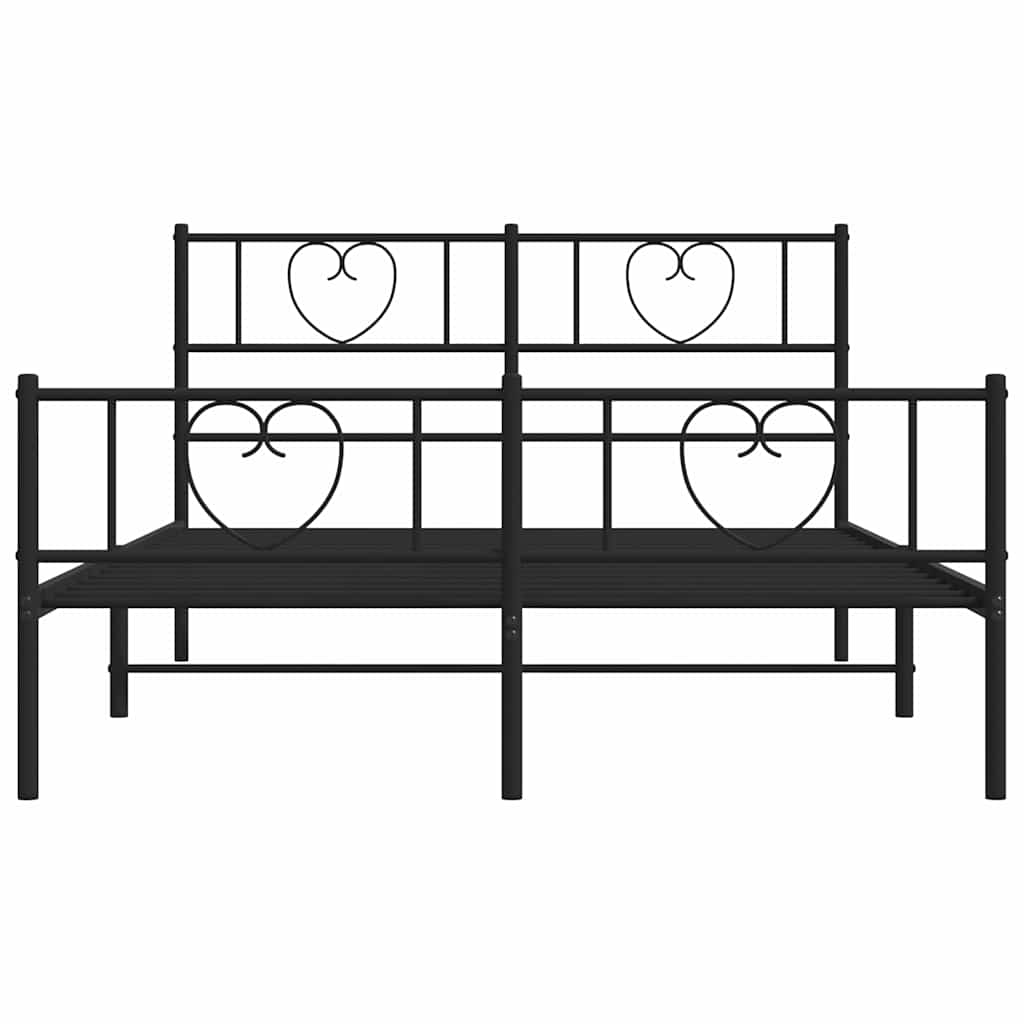 Bedframe Met Hoofd- En Voeteneinde Metaal 150 x 200 cm Zwart
