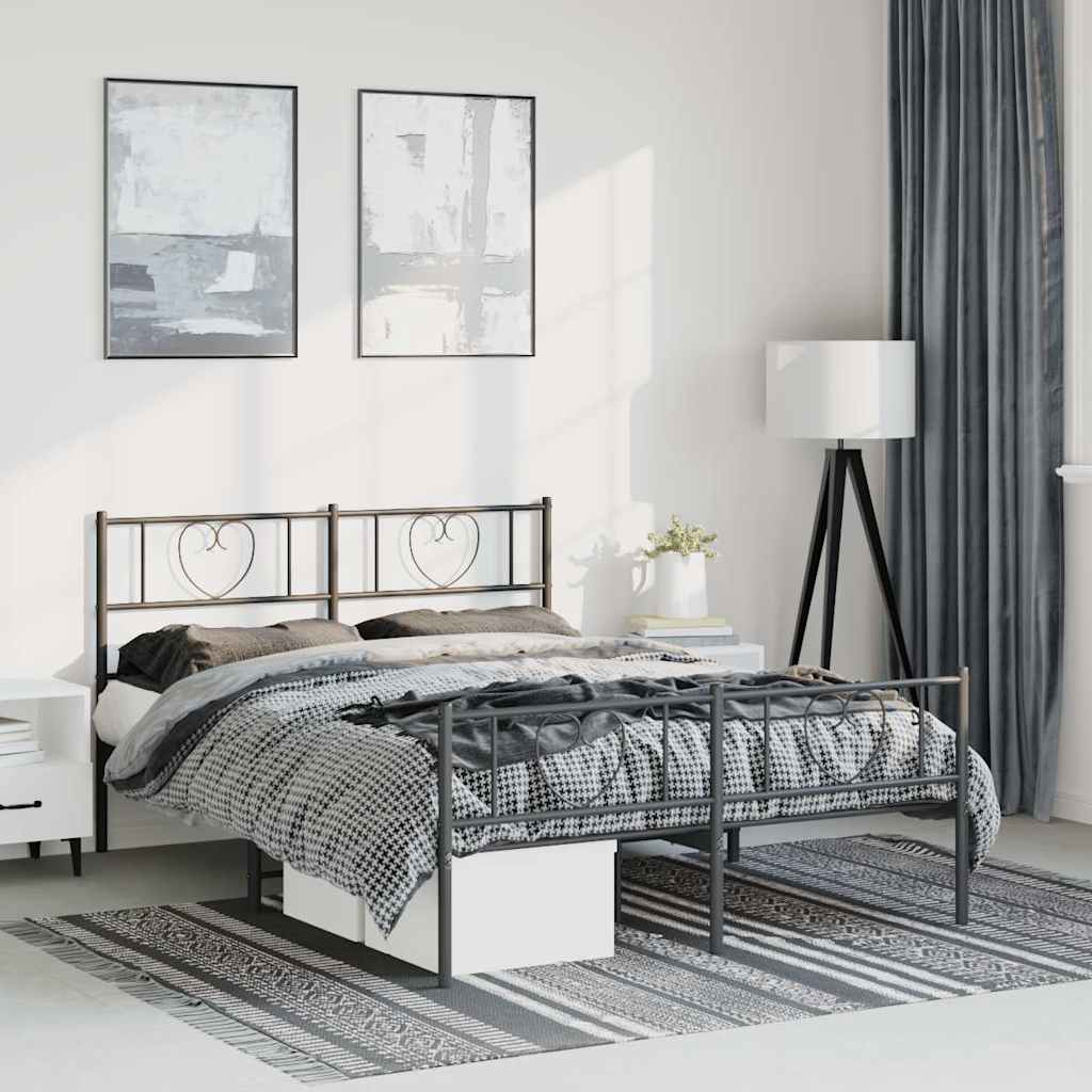 Bedframe Met Hoofd- En Voeteneinde Metaal 150 x 200 cm Zwart