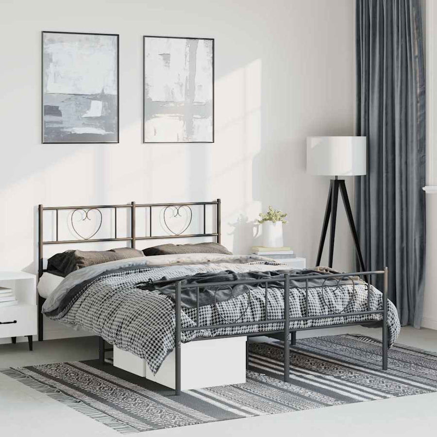 Bedframe Met Hoofd- En Voeteneinde Metaal 150 x 200 cm Zwart