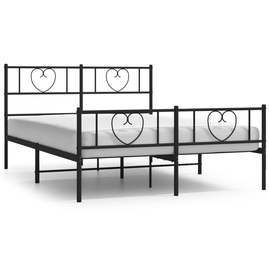 Bedframe Met Hoofd- En Voeteneinde Metaal 160 x 200 cm Zwart met hoofdbord & voetbord