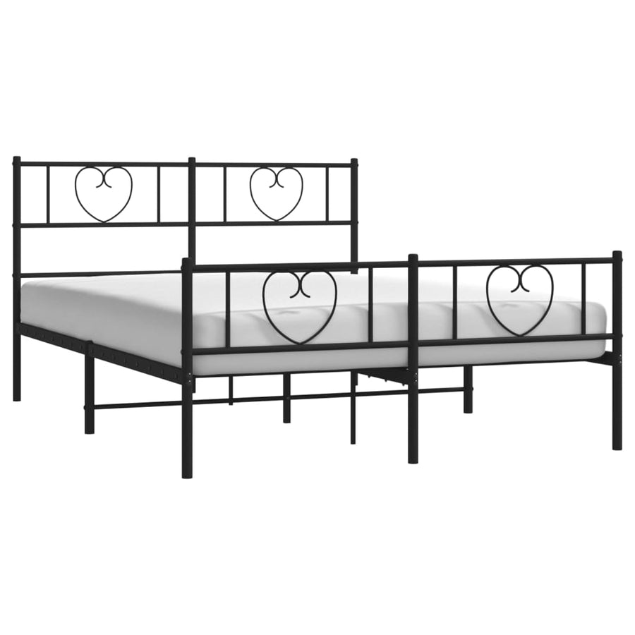 Bedframe Met Hoofd- En Voeteneinde Metaal 160 x 200 cm Zwart met hoofdbord & voetbord