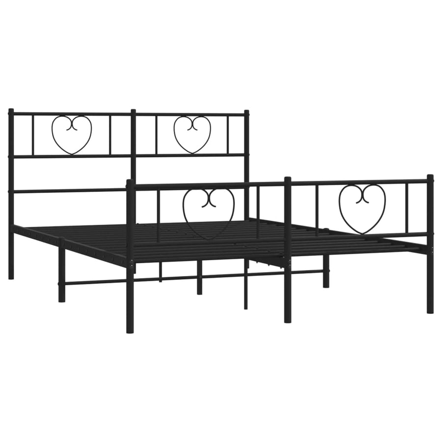 Bedframe Met Hoofd- En Voeteneinde Metaal 160 x 200 cm Zwart met hoofdbord & voetbord
