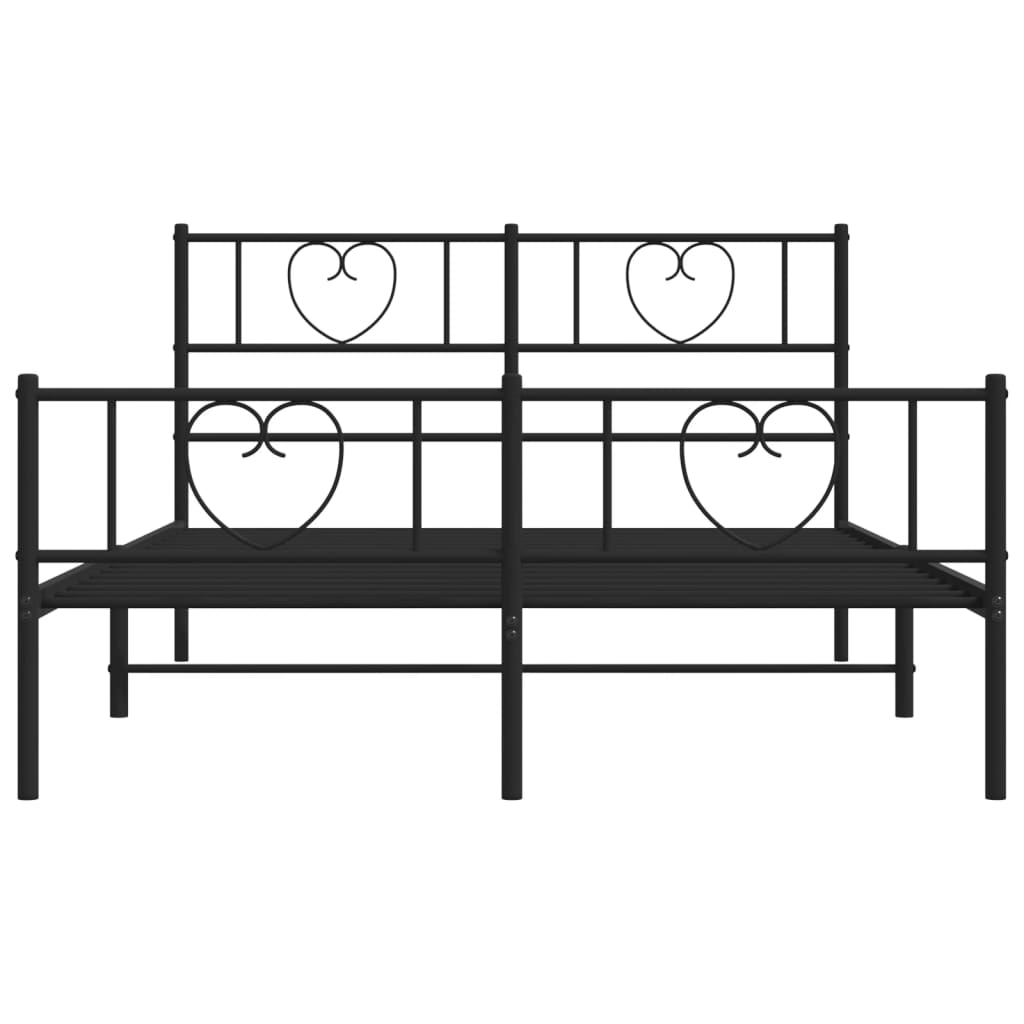 Bedframe Met Hoofd- En Voeteneinde Metaal 160 x 200 cm Zwart met hoofdbord & voetbord