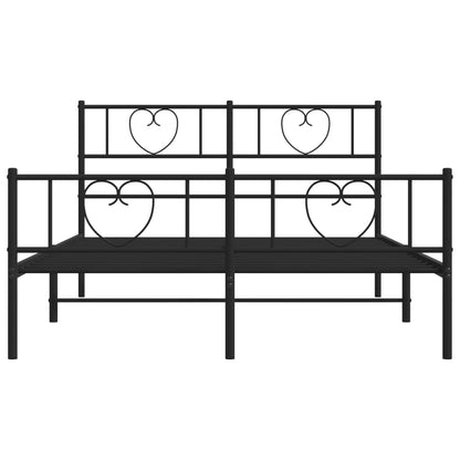 Bedframe Met Hoofd- En Voeteneinde Metaal 160 x 200 cm Zwart met hoofdbord & voetbord