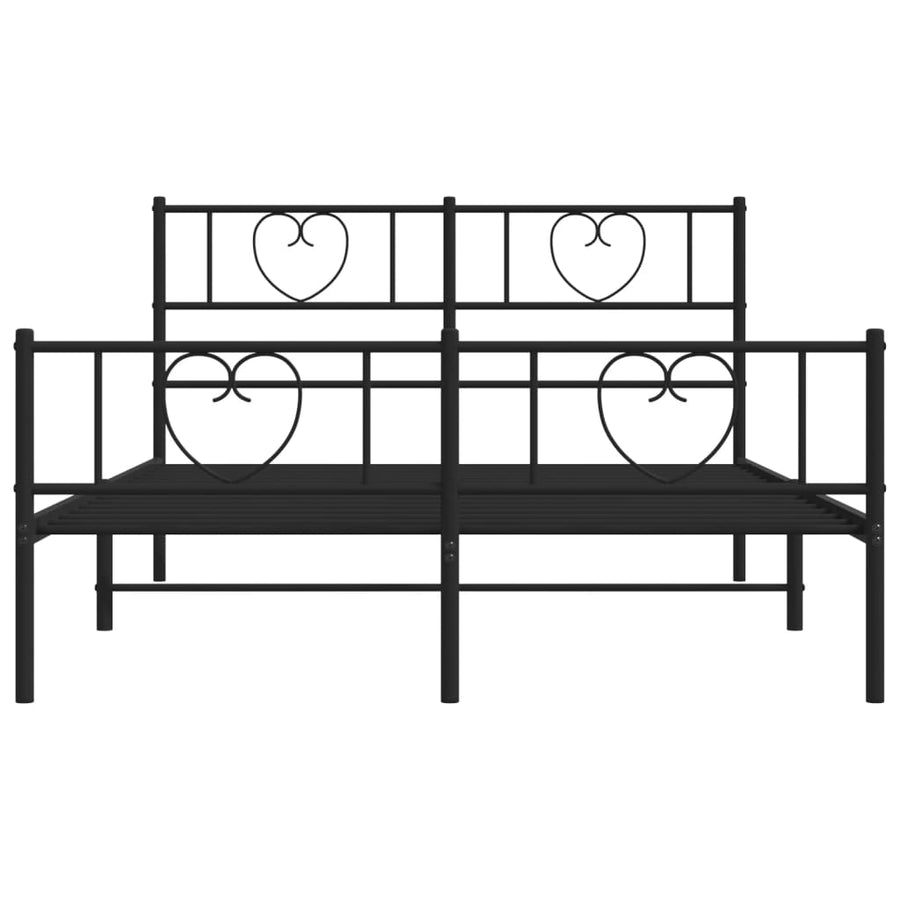 Bedframe Met Hoofd- En Voeteneinde Metaal 160 x 200 cm Zwart met hoofdbord & voetbord