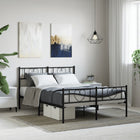 Bedframe Met Hoofd- En Voeteneinde Metaal 160 x 200 cm Zwart met hoofdbord & voetbord