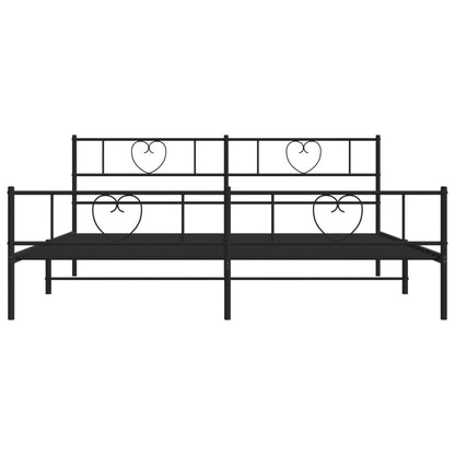 Bedframe Met Hoofd- En Voeteneinde Metaal 180 x 200 cm Zwart met hoofdbord & voetbord
