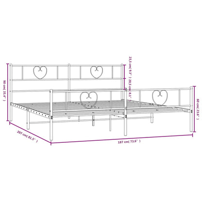 Bedframe Met Hoofd- En Voeteneinde Metaal 180 x 200 cm Zwart met hoofdbord & voetbord