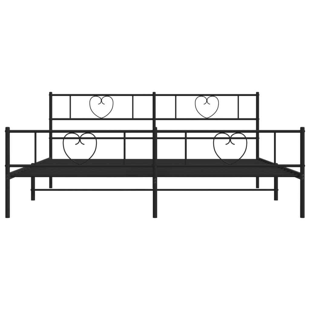 Bedframe Met Hoofd- En Voeteneinde Metaal 183 x 213 cm Zwart met hoofdbord & voetbord