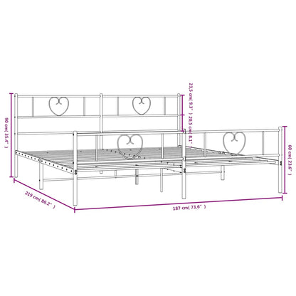 Bedframe Met Hoofd- En Voeteneinde Metaal 183 x 213 cm Zwart met hoofdbord & voetbord
