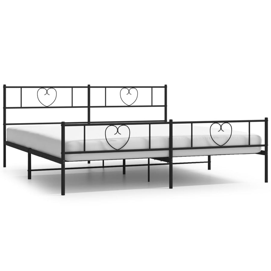 Bedframe Met Hoofd- En Voeteneinde Metaal 193 x 203 cm Zwart met hoofdbord & voetbord