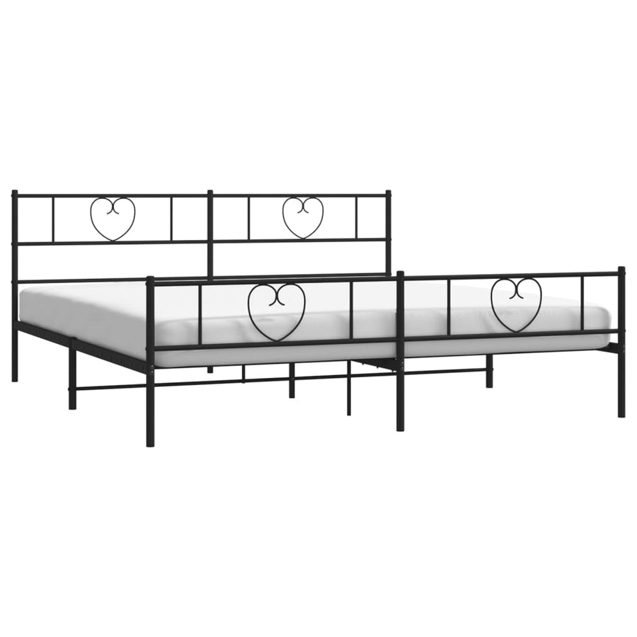 Bedframe Met Hoofd- En Voeteneinde Metaal 193 x 203 cm Zwart met hoofdbord & voetbord