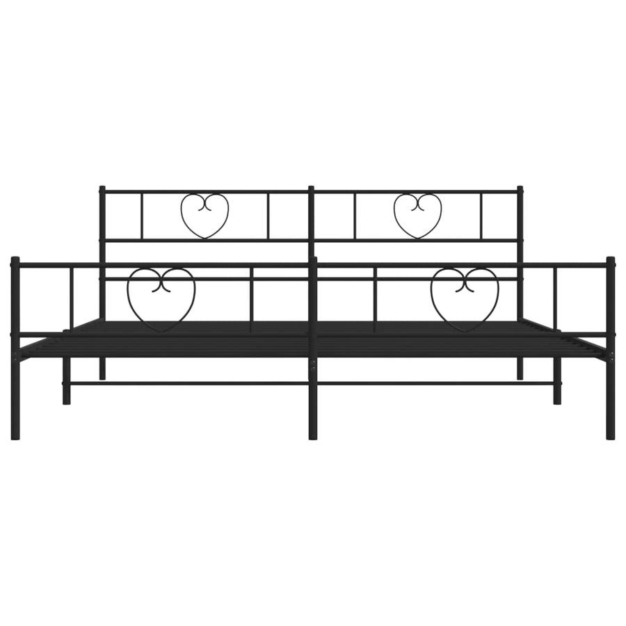 Bedframe Met Hoofd- En Voeteneinde Metaal 193 x 203 cm Zwart met hoofdbord & voetbord