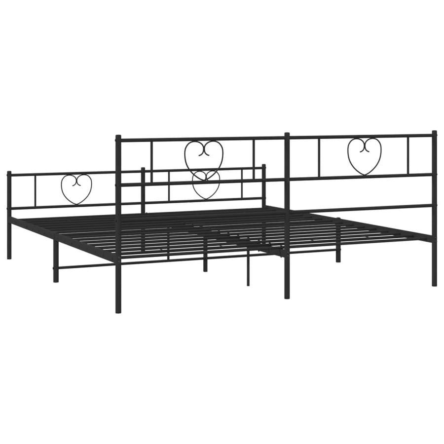 Bedframe Met Hoofd- En Voeteneinde Metaal 193 x 203 cm Zwart met hoofdbord & voetbord
