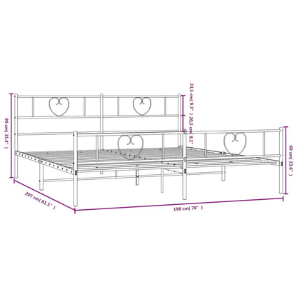 Bedframe Met Hoofd- En Voeteneinde Metaal 193 x 203 cm Zwart met hoofdbord & voetbord