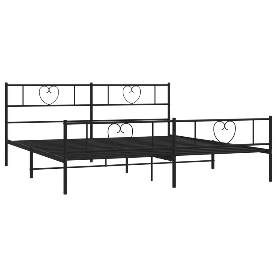 Bedframe Met Hoofd- En Voeteneinde Metaal 200 x 200 cm Zwart met hoofdbord & voetbord
