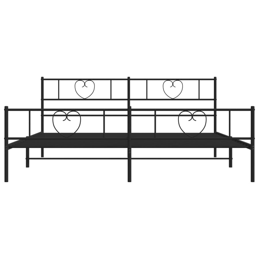 Bedframe Met Hoofd- En Voeteneinde Metaal 200 x 200 cm Zwart met hoofdbord & voetbord