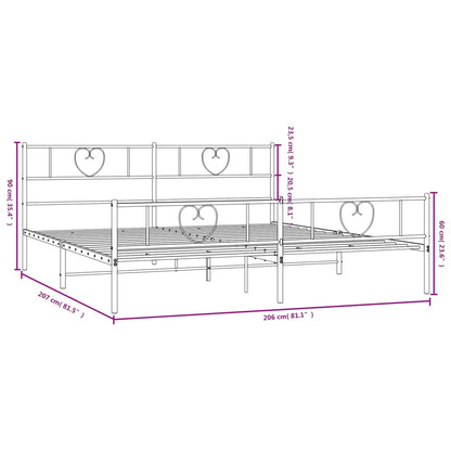 Bedframe Met Hoofd- En Voeteneinde Metaal 200 x 200 cm Zwart met hoofdbord & voetbord