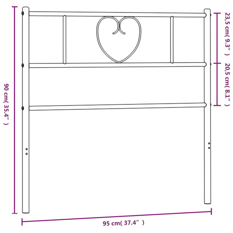 Hoofdbord 90 Cm Metaal Zwart