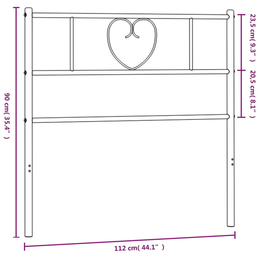 Hoofdbord 107 Cm Metaal Zwart